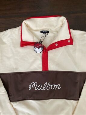 New Malbon Men's Long Sleeve 1/3 Button Sweatshirt Size Xl